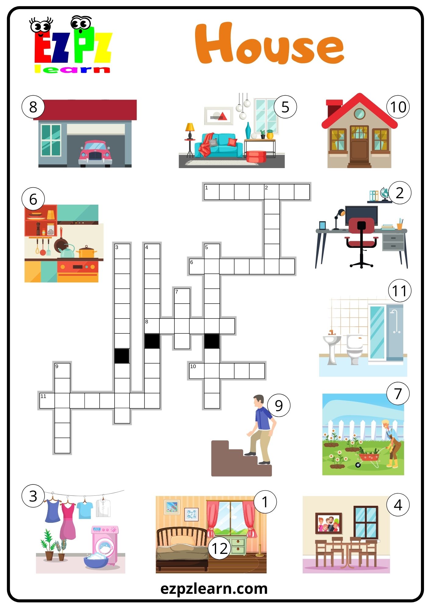 House Rooms Crossword Ezpzlearn com